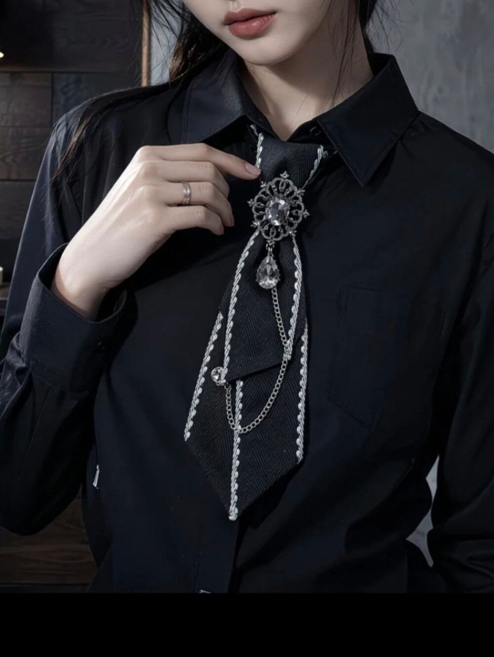 Rhinestone Ties for Women Adjustable Vintage Sparkly Crystal Neck Tie Part